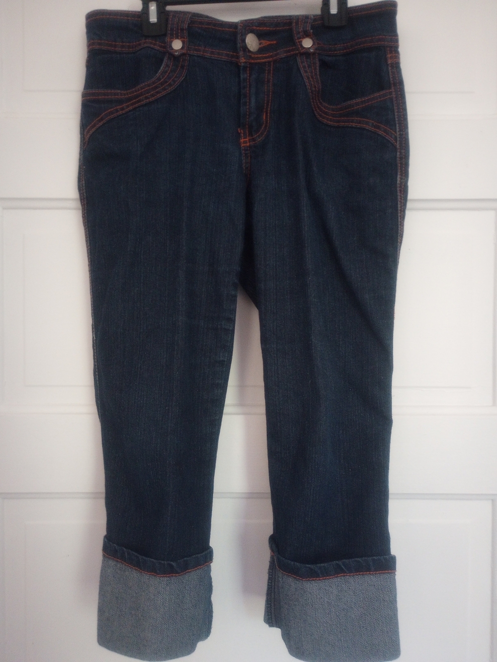 Cato Dark Blue Cropped Jeans with Contrast Stitching